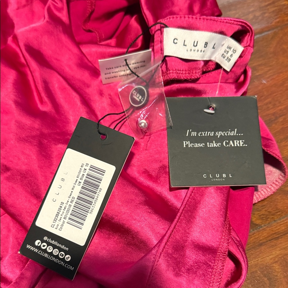 Club L London Pink Satin One Shoulder Dress - Picture 2 of 7